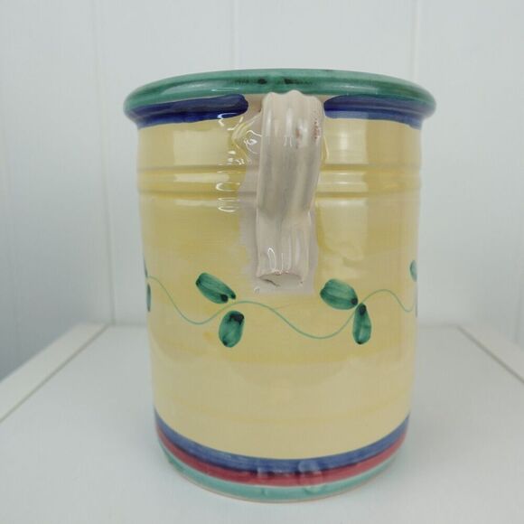 Lamas Italian Pottery Glazed Botanical Pot Utensils Vase 7.5" Tall x 6" Wide - Picture 2 of 7